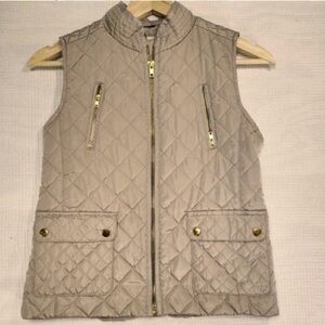 COPPER KEY 🔑 GIRLS PUFFER VEST SIZE 7/8 DARK TAN WAFFLE PRINT Quilted Lined EUC